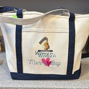 Women's Canvas Tote Bag - Cream and Navy came from  Gadsen women’s conference